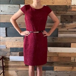 Glitter maroon belted zip up dress never worn